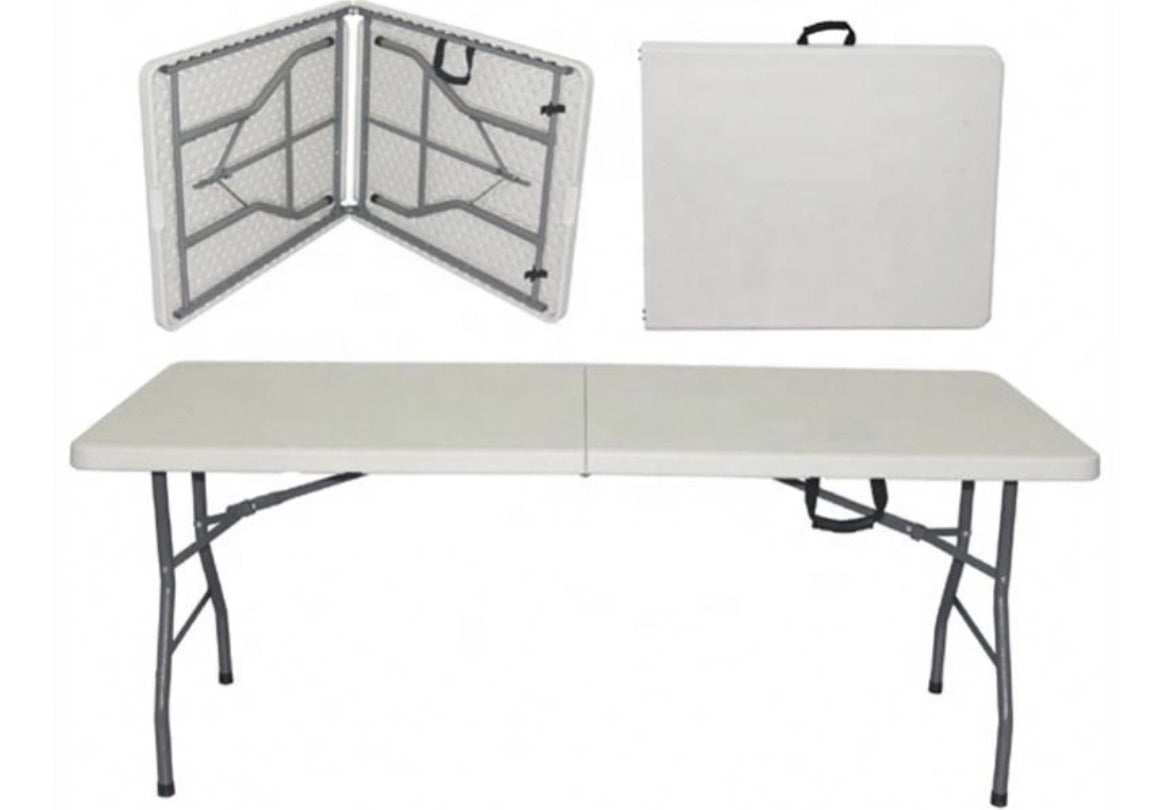 Mesa Plegable Alta Calidad Color Blanco 180x74x75 Cms
