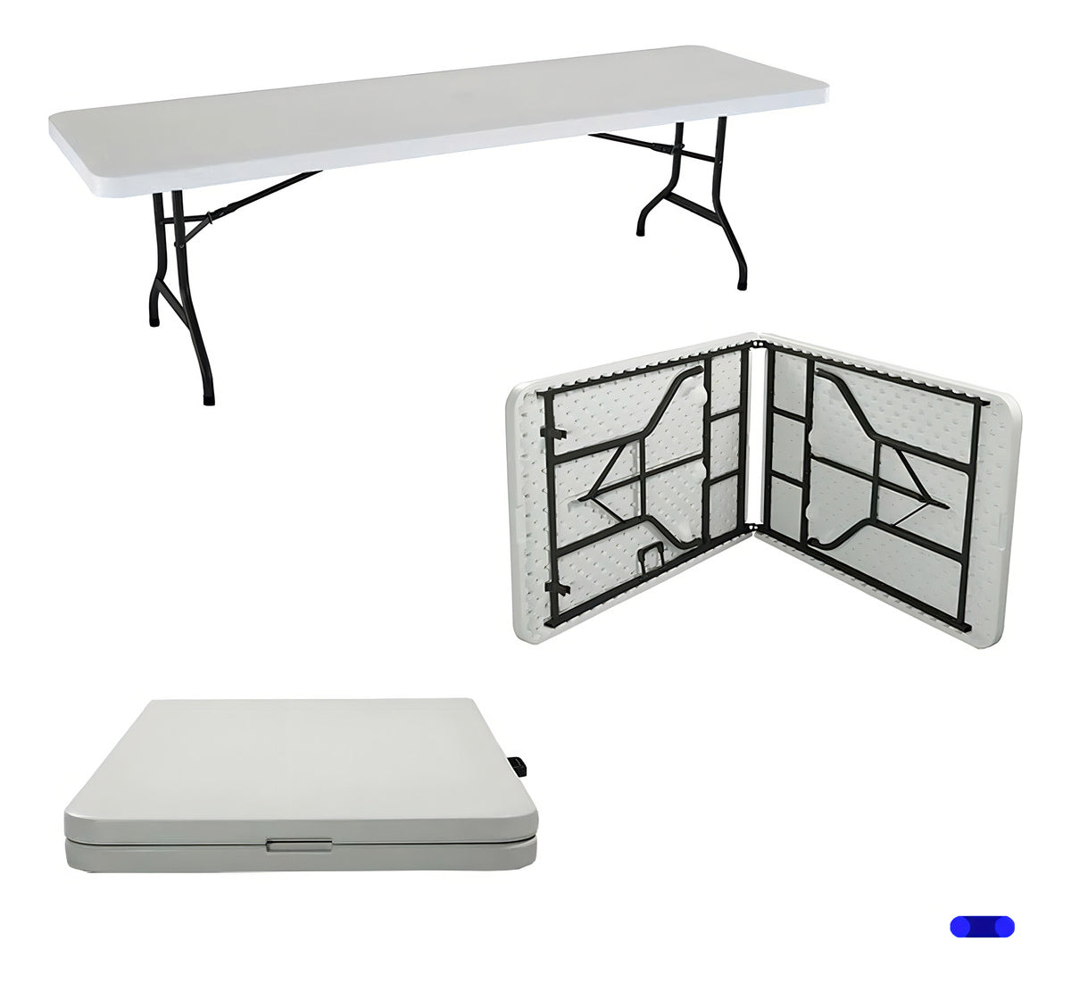 Mesa Portafolio Plegable 180cm Resistente Exterior Jardin Color Blanco