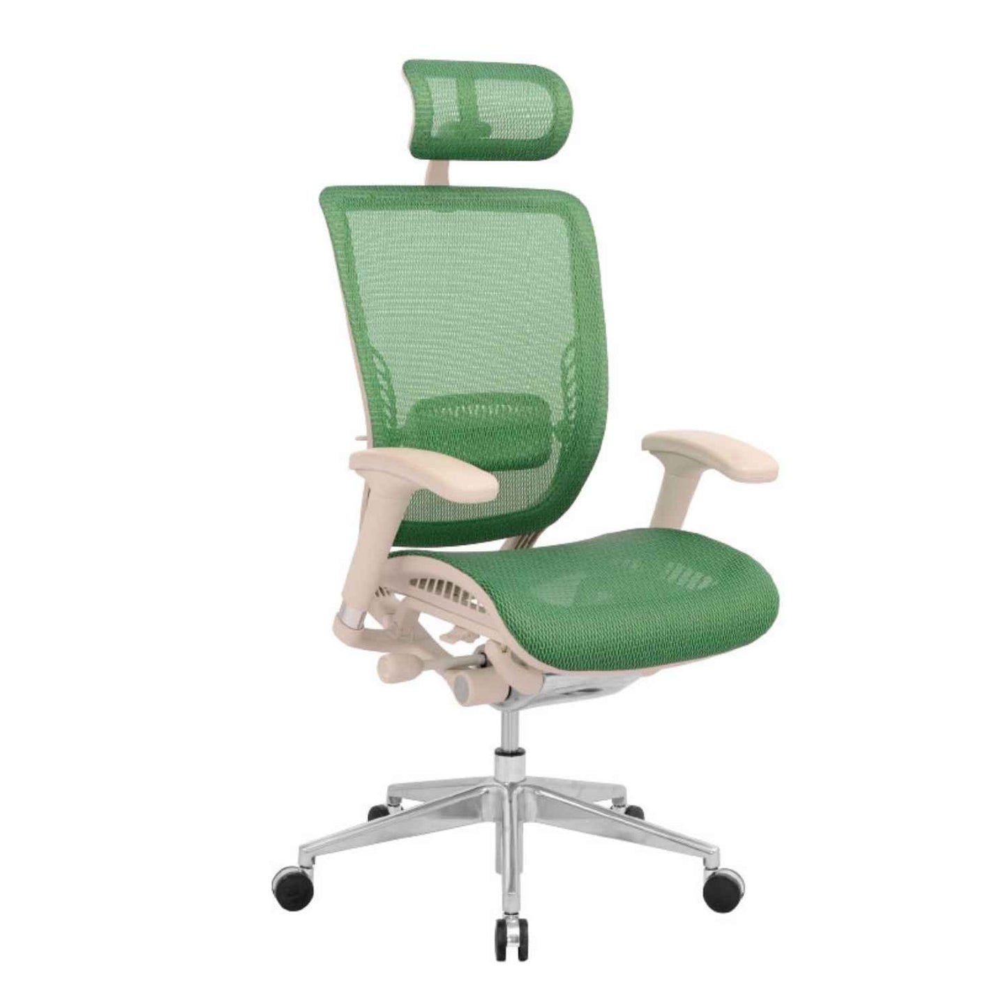 Silla Presidencial Japon Ergonomica Brazo en T Base Cromada Marco Beige