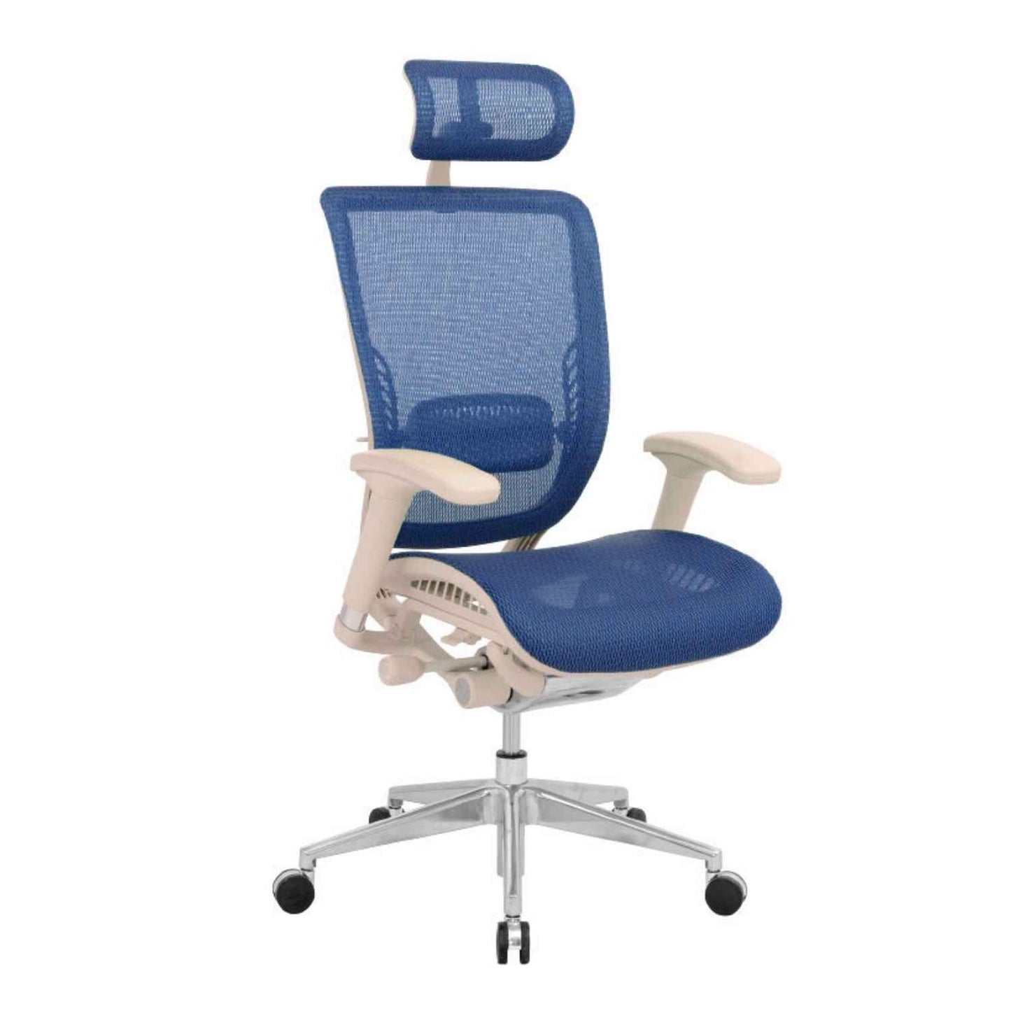 Silla Presidencial Japon Ergonomica Brazo en T Base Cromada Marco Beige