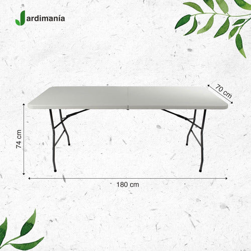 Mesa Plegable Portafolio Para Jardín Resistente 180x61x74cm Color Blanco