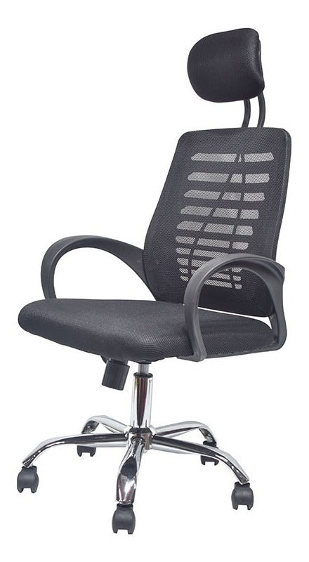 Silla De Oficina Ejecutiva En Malla Negra Ergonómica