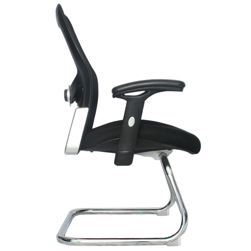 Silla Interlocutora Ergonomica Monaco de Lujo  Brazo Graduable Estructura Cromada