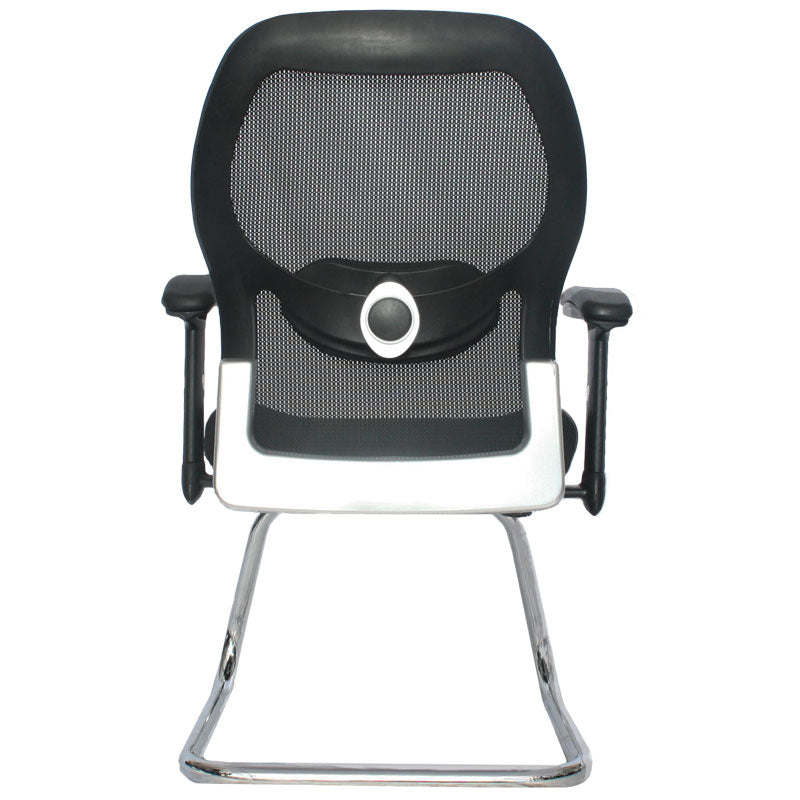 Silla Interlocutora Ergonomica Monaco de Lujo  Brazo Graduable Estructura Cromada