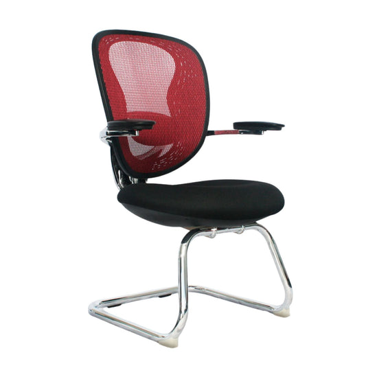 Silla Interlocutora Ergonomica Berlin Plata Espaldar Vinotinto Brazo Fijo Estructura Cromada