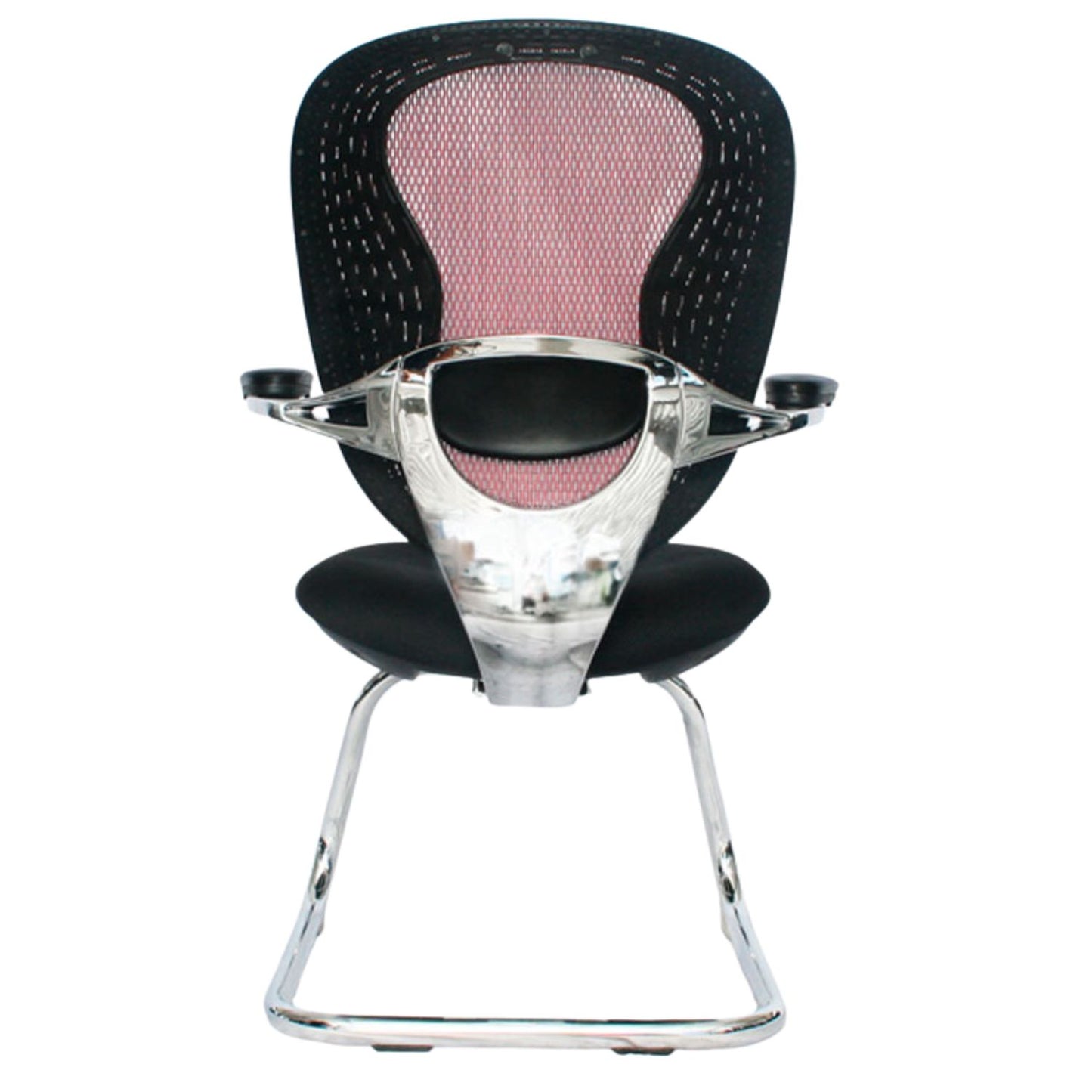 Silla Interlocutora Ergonomica Berlin Plata Espaldar Vinotinto Brazo Fijo Estructura Cromada