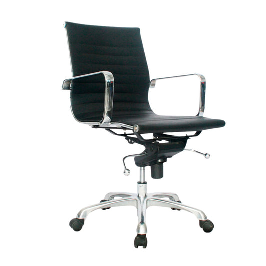 Silla Gerencial Lion  Media Ergonomica Brazo D Fijo Base Cromada