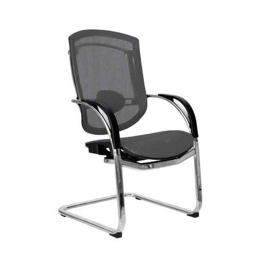 Silla Interlocutora Ergonomica Sidney  Brazo Fijo Estructura Cromada