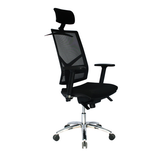 Silla Presidencial Play Ergonomica Brazo en T Base Cromada Cabecero Graduable