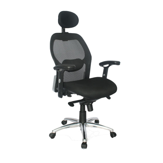 Silla Presidencial Monaco de Lujo Ergonomica Brazo en T Base Cromada Cabecero Graduable