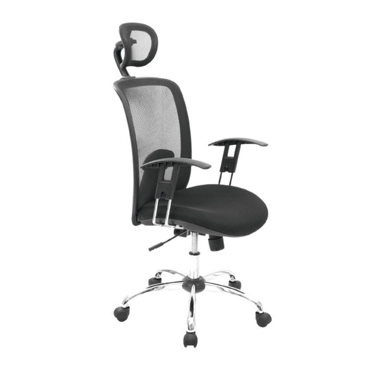 Silla Presidencial Roma Ergonomica Brazo en T Base Cromada Cabecero Graduable
