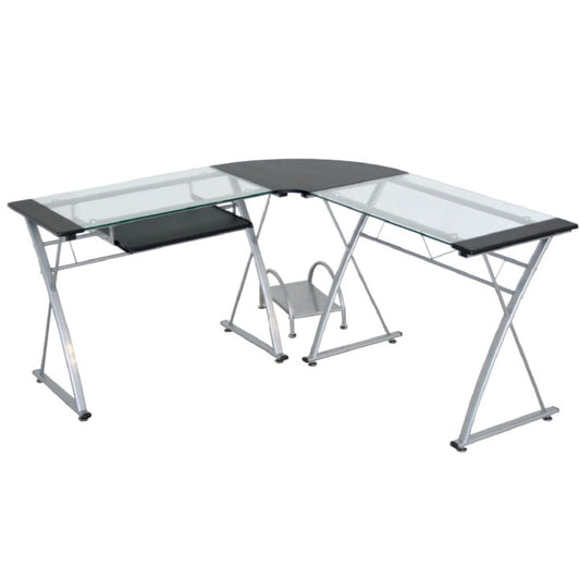 Escritorio Gerencial Sahara Vidrio Transparente en L 175cm x 150 cm